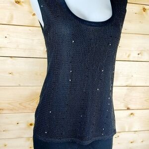 Rudsak 2 Layers Black Knit Top With Sequin Accent Size Medium Sleeveless